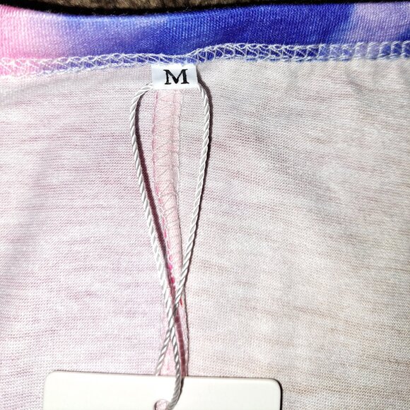 NWT Oversized Gradient Print Short Sleeve Rainbow Tie Dye Loose Casual Mini Dres - Picture 6 of 10